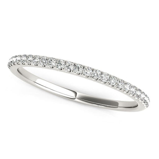 Bids.com 14k White Gold Diamond Wedding Band in Pave Setting (1/8 cttw) Rings