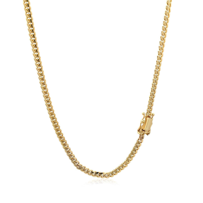 Bids.com 3.2mm 14k Yellow Gold Classic Solid Miami Cuban Chain Necklaces