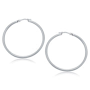 Bids.com 10k White Gold Polished Hoop Earrings (40 mm) Earrings