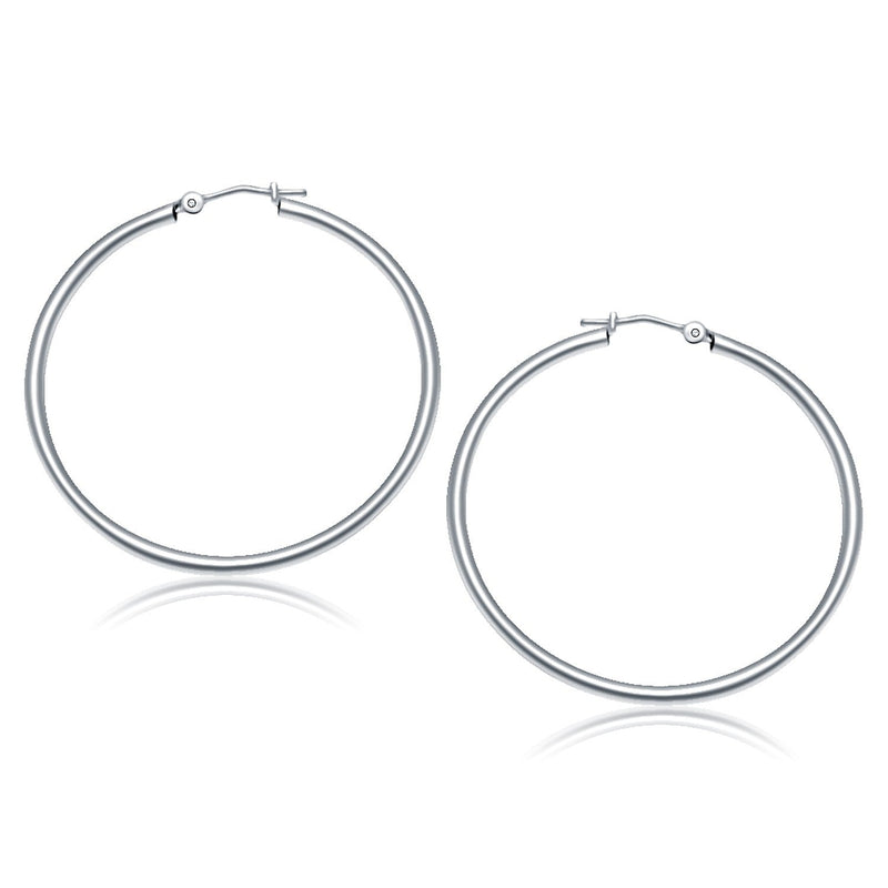 Bids.com 10k White Gold Polished Hoop Earrings (40 mm) Earrings