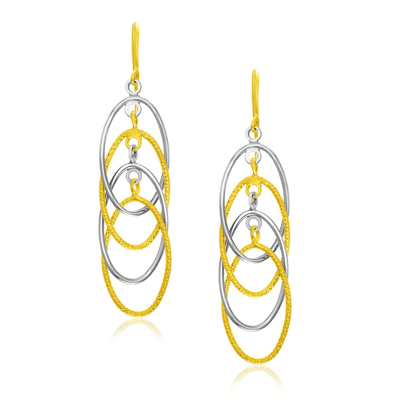 Bids.com 14k Two-Tone Gold Multiple Layer Interlaced Earrings Earrings