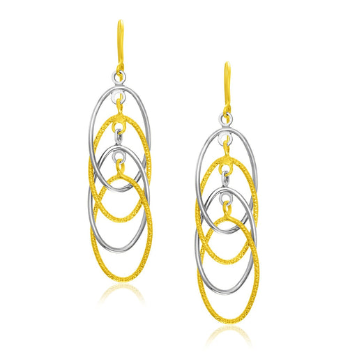 Bids.com 14k Two-Tone Gold Multiple Layer Interlaced Earrings Earrings