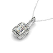 Bids.com Halo Pendant With Emerald Center Diamond in 14k White Gold (1 1/5 cttw) Necklaces
