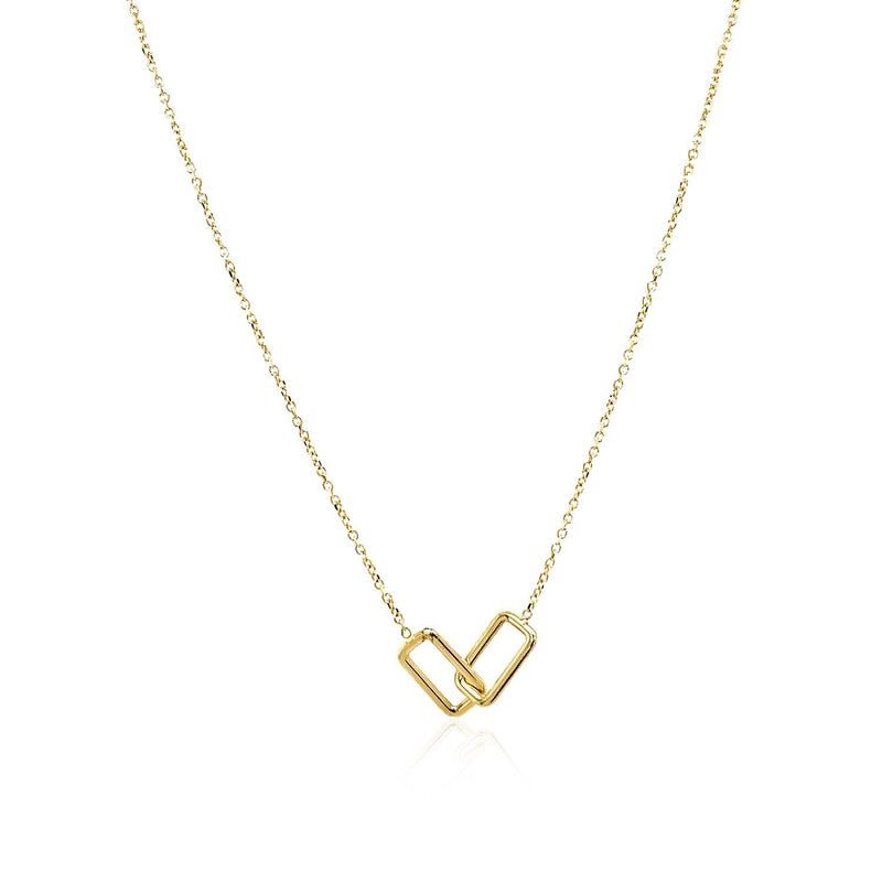 Bids.com 14k Yellow Gold Necklace with Interlocking Petite Rectangles Necklaces