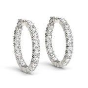Bids.com 14k White Gold Two Sided Prong Set Diamond Hoop Earrings (3 1/2 cttw) Earrings