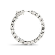 Bids.com 14k White Gold Two Sided Prong Set Diamond Hoop Earrings (3 1/2 cttw) Earrings