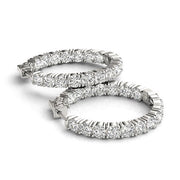 Bids.com 14k White Gold Two Sided Prong Set Diamond Hoop Earrings (3 1/2 cttw) Earrings