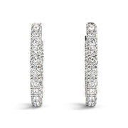 Bids.com 14k White Gold Two Sided Prong Set Diamond Hoop Earrings (3 1/2 cttw) Earrings