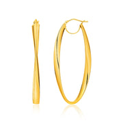 Bids.com 14k Yellow Gold Twist Motif Oval Shape Hoop Earrings Earrings