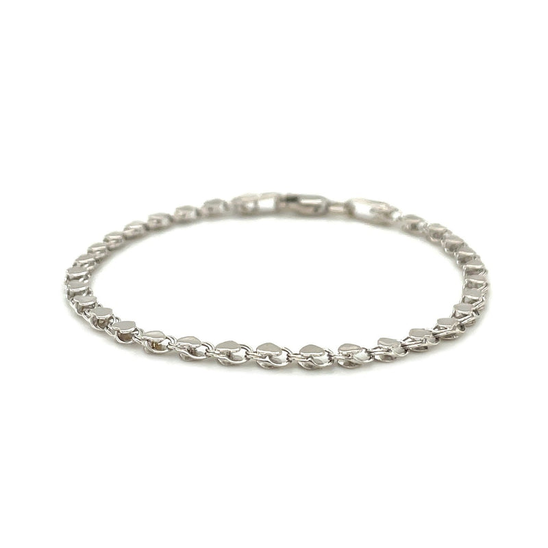 Bids.com 2.9mm 14k White Gold Heart Anklet Accessories