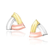 Bids.com 14k Tri-Color Gold Triangular Open Style Post Earrings Earrings