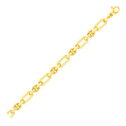 Bids.com 14k Yellow Gold Polished and Textured Link Bracelet Bracelets