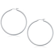 Bids.com 10k White Gold Polished Hoop Earrings (50 mm) Earrings