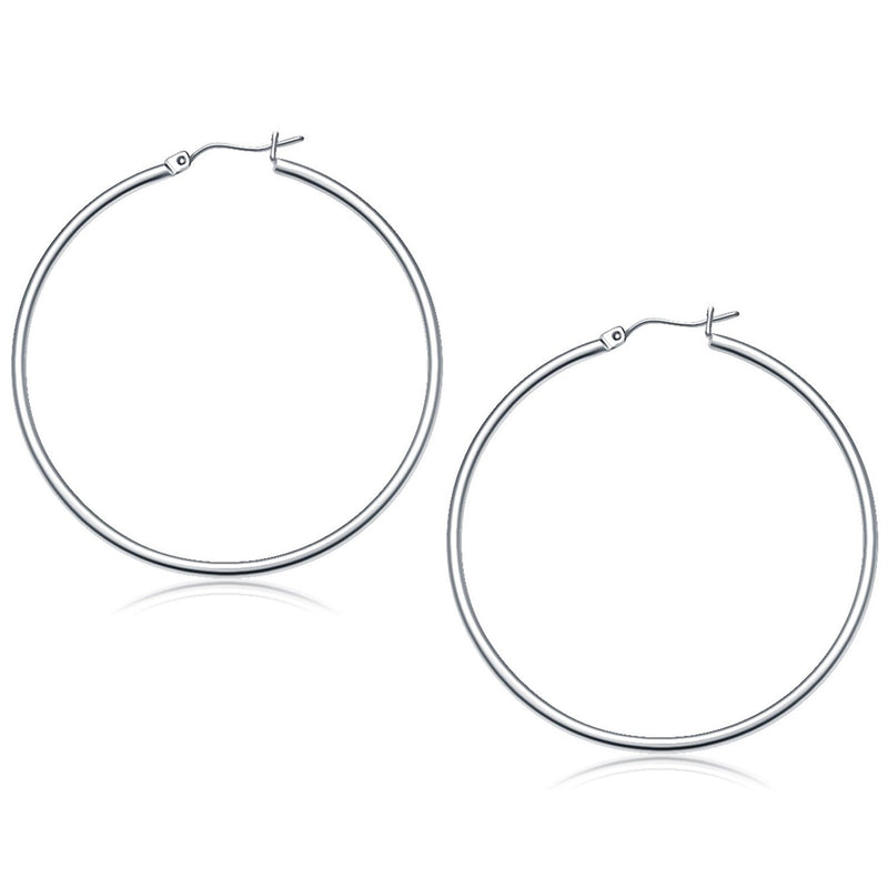 Bids.com 10k White Gold Polished Hoop Earrings (50 mm) Earrings
