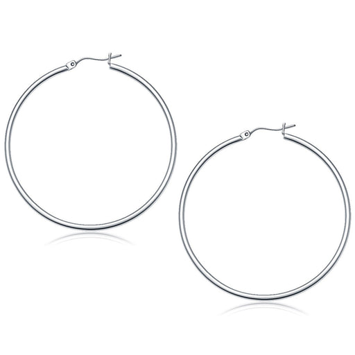 Bids.com 10k White Gold Polished Hoop Earrings (50 mm) Earrings