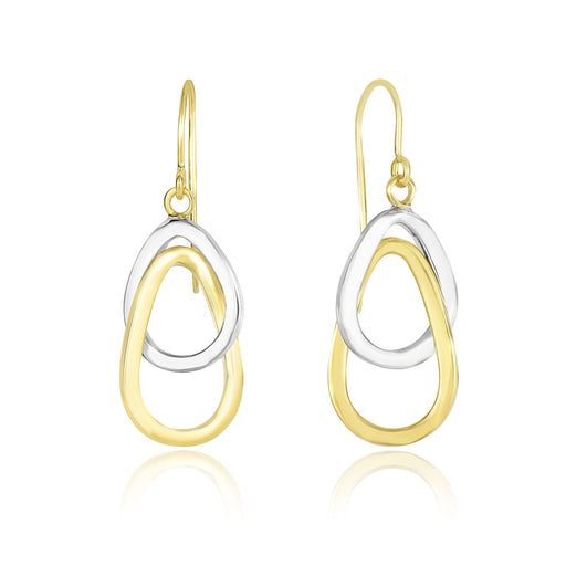 Bids.com 14k Two-Tone Gold Interlaced Open Teardrop Drop Earrings Earrings