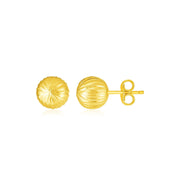 Bids.com 14K Yellow Gold Ball Earrings with Linear Texture Earrings