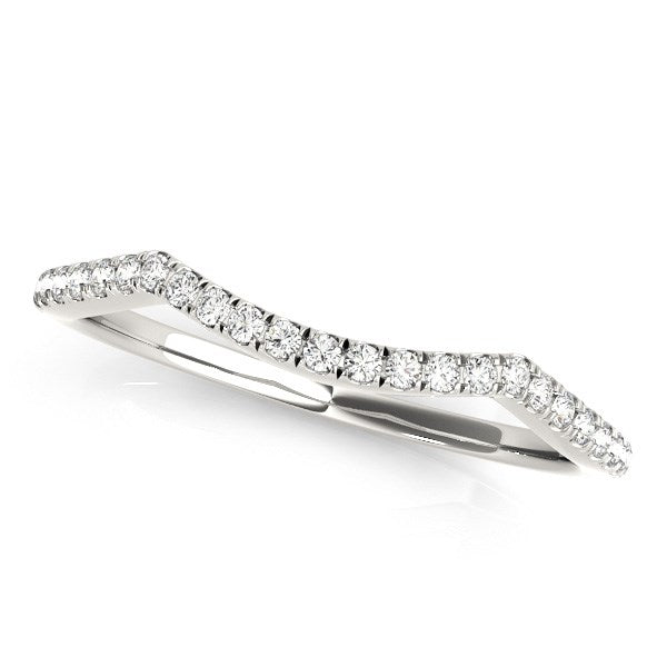 Bids.com 14k White Gold Diamond Pave Set Curved Wedding Band (1/8 cttw) Rings