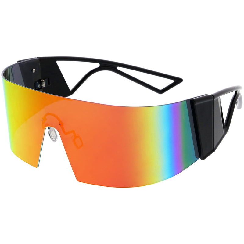 zeroUV 80s Retro Wrap Around One Piece Futuristic Sunglasses D305 Glasses / Sunglasses