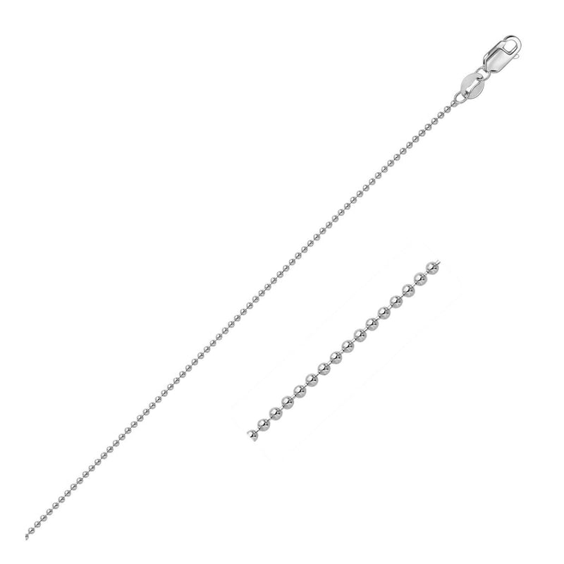 Bids.com 14k White Gold Bead Chain 1.0mm Necklaces