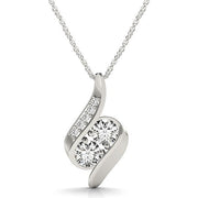 Bids.com 14k White Gold Two Stone Curved Style Diamond Pendant (3/4 cttw) Necklaces