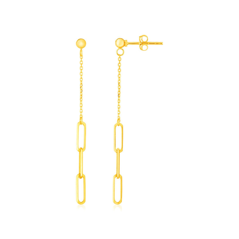 Bids.com 14K Yellow Gold Paperclip Chain and Fine Link Earrings Earrings