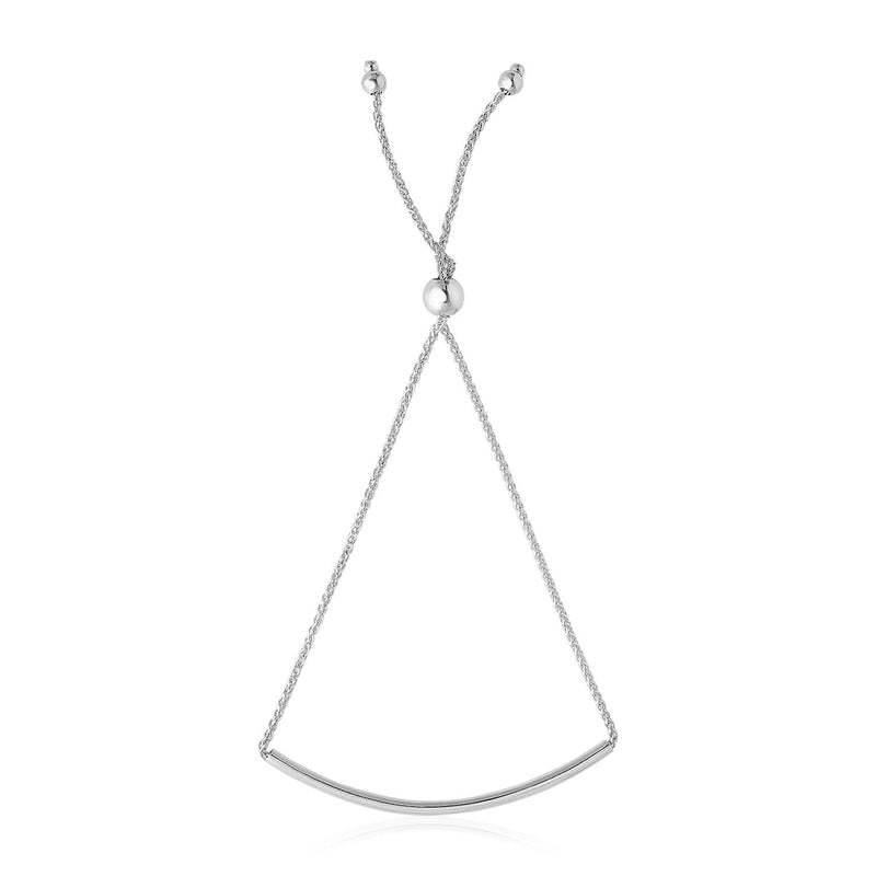 Bids.com 14k White Gold Smooth Curved Bar Lariat Design Bracelet Bracelets