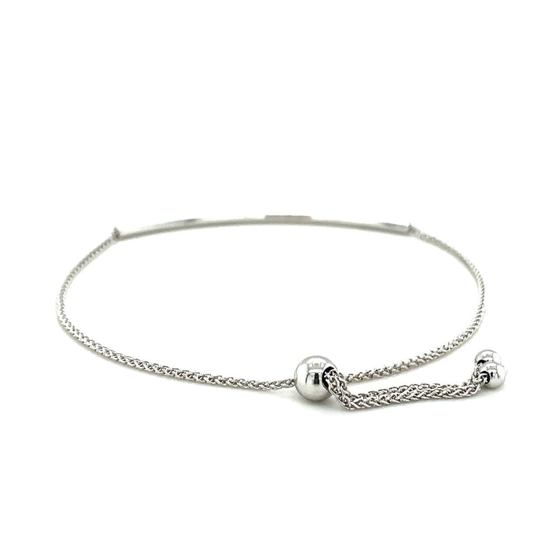 Bids.com 14k White Gold Smooth Curved Bar Lariat Design Bracelet Bracelets