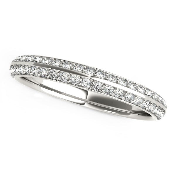 Bids.com 14k White Gold Two-Row Pave Set Diamond Wedding Band (1/4 cttw) Rings