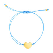 Bids.com 9 1/4 inch Blue Cord Adjustable Bracelet with 14k yellow Gold Heart Bracelets