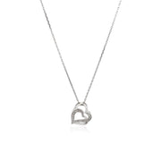 Bids.com Sterling Silver Dual Heart Motif Pendant with Diamonds (.06 cttw) Pendants