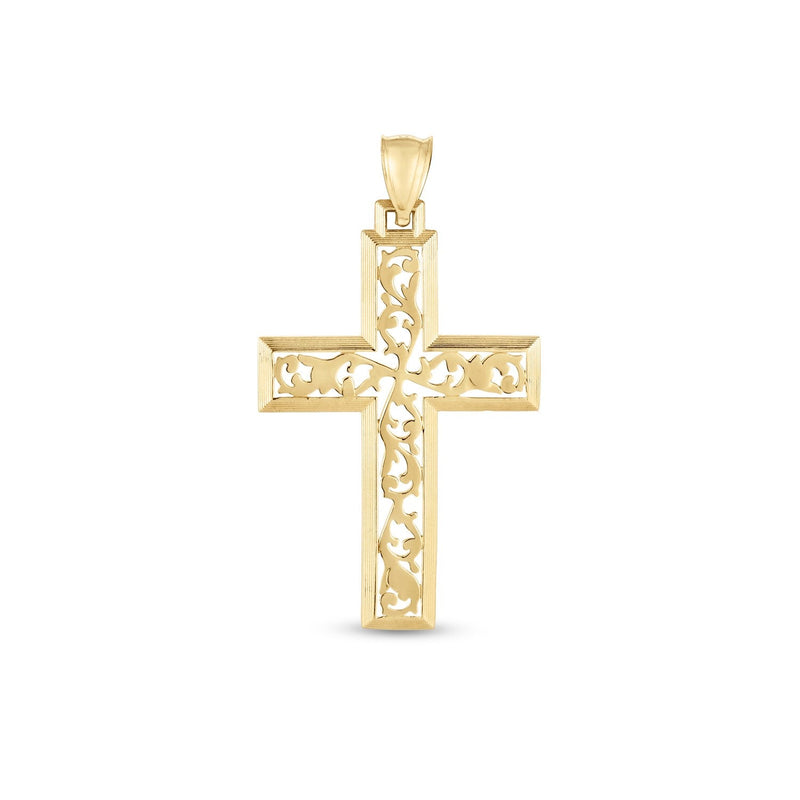 Bids.com 14k Yellow Gold High Polish Vine Cross Pendant Pendants