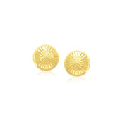 Bids.com 14k Yellow Gold Textured Flat Style Stud Earrings Earrings