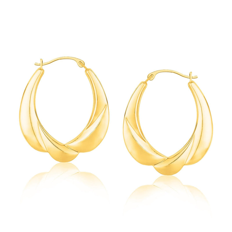 Bids.com 14k Yellow Gold Scallop Motif Graduated Oval Hoop Earrings Earrings