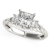 Bids.com 14k White Gold Princess Cut 3 Stone Antique Style Diamond Ring (1 1/8 cttw) Rings