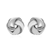 Bids.com Textured and Polished Love Knot Earrings in Sterling Silver Earrings
