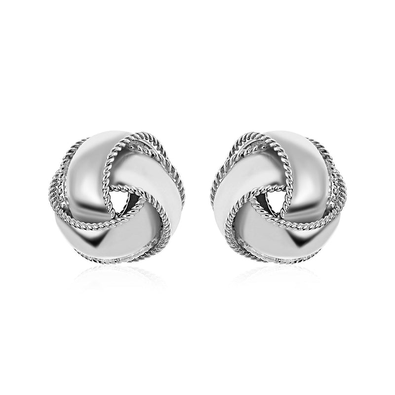 Bids.com Textured and Polished Love Knot Earrings in Sterling Silver Earrings