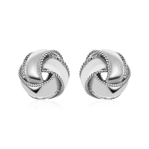Bids.com Textured and Polished Love Knot Earrings in Sterling Silver Earrings