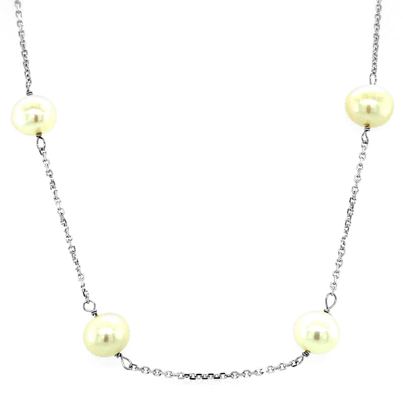 Bids.com 14k White Gold Necklace with White Pearls Necklaces