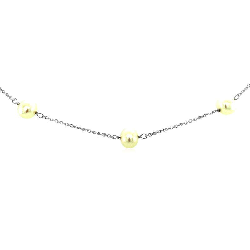 Bids.com 14k White Gold Necklace with White Pearls Necklaces