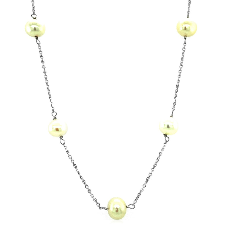 Bids.com 14k White Gold Necklace with White Pearls Necklaces