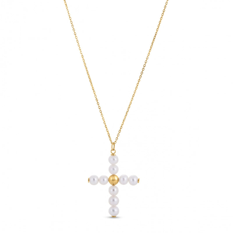 Bids.com 14k Yellow Gold Pearl Cross Pendant Pendants