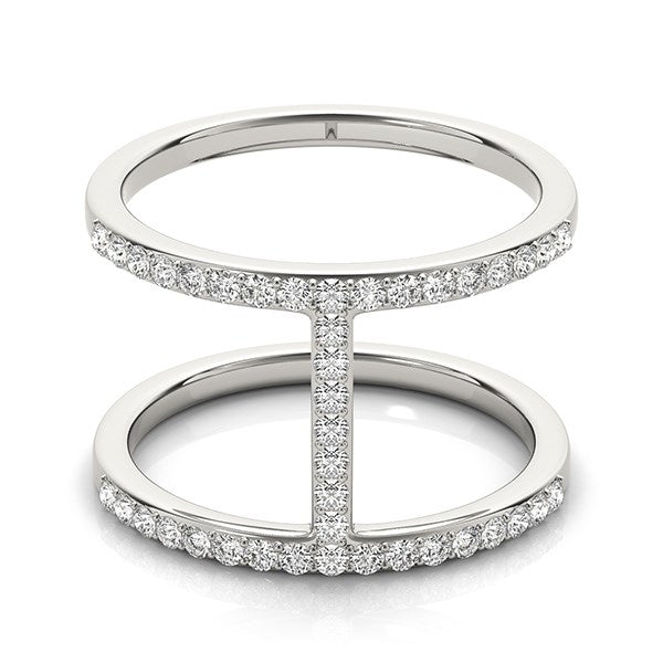 Bids.com 14k White Gold Dual Band Bridge Style Diamond Ring (3/8 cttw) Rings