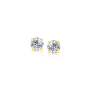 Bids.com 14k Yellow Gold Stud Earrings with White Hue Faceted Cubic Zirconia Earrings