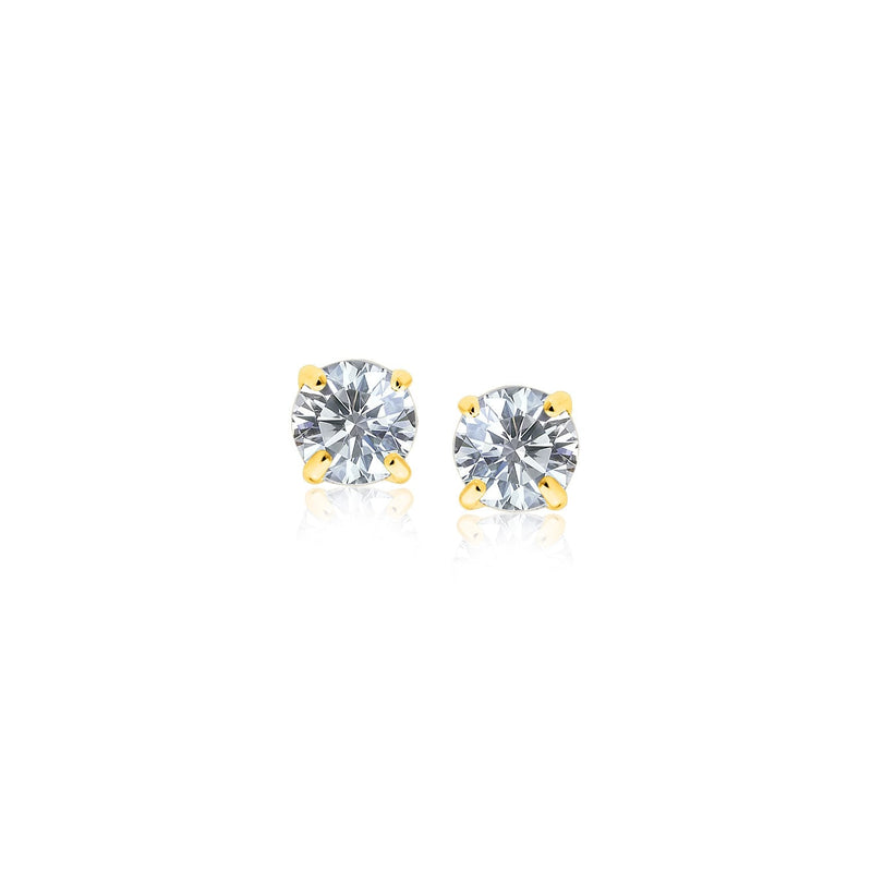 Bids.com 14k Yellow Gold Stud Earrings with White Hue Faceted Cubic Zirconia Earrings