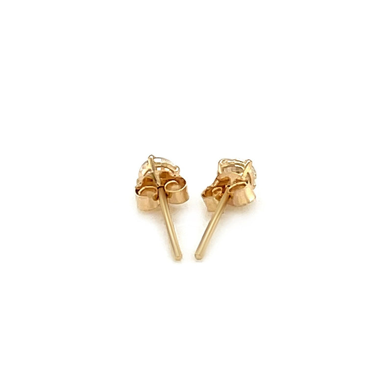 Bids.com 14k Yellow Gold Stud Earrings with White Hue Faceted Cubic Zirconia Earrings