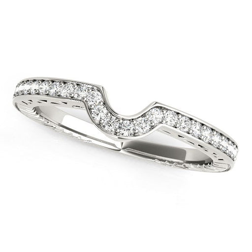 Bids.com 14k White Gold Prong Set Curved Wedding Band (1/8 cttw) Rings