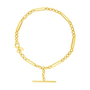 Bids.com 14k Yellow Gold 7 1/5 inch Alternating Oval and Round Chain Bracelet with Toggle Bracelets