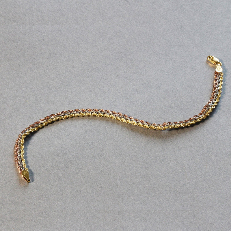 Bids.com 10k Tri-Toned Gold Multi-Strand Rope Chain Bracelet (6.35 mm) Bracelets