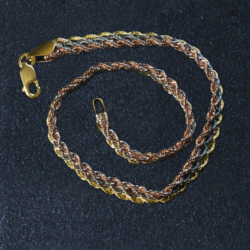 Bids.com 10k Tri-Toned Gold Multi-Strand Rope Chain Bracelet (6.35 mm) Bracelets